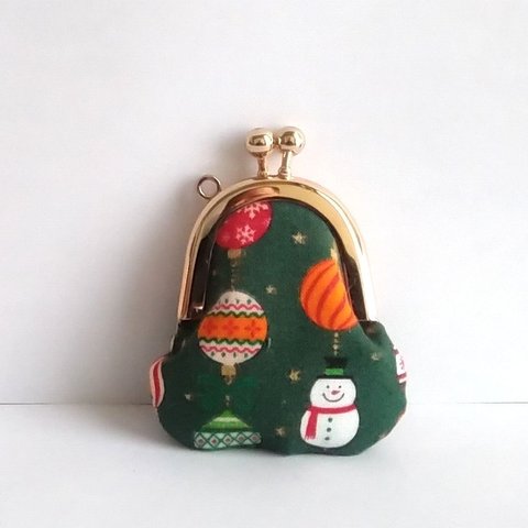 小さいがま口：豆姫：ちっちゃいがま口：littlie purse 373：かわいいがまぐち：小さな財布：雪だるま,バルーン,snowman