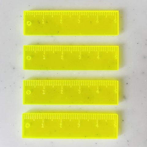 Clear Neon Yellow Ruler Pendant Tops