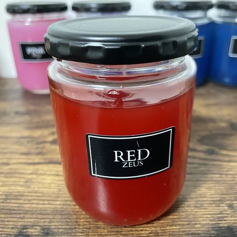 キャンドル瓶-RED-　ジェルワックスキャンドル