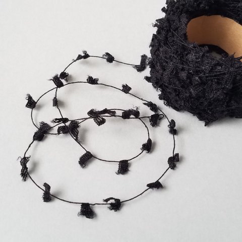 ●B328「ミニリボンヤーンAタイプ(光沢ブラック)」素材糸　引き揃え糸