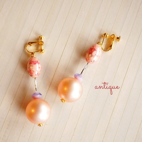 送料無料 antique+++pink Big Pearlピアス/イヤリング

