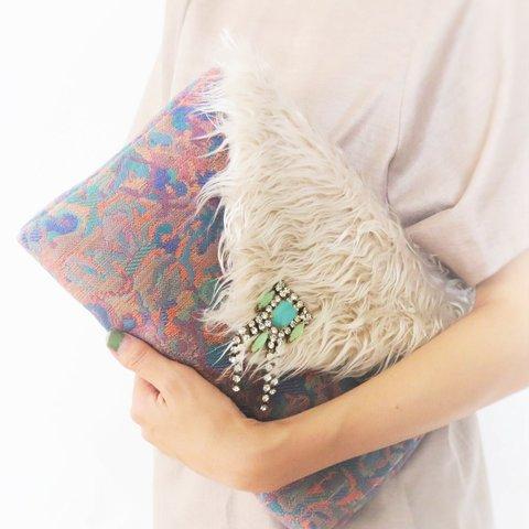 クラッチバッグ ヴィンテージビジュー＆ファー vintage bijou clutch bag <CBG-RBF1>