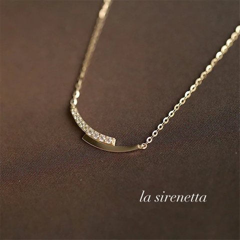 受注製作 ネックレス ＊ zirconia curve line necklace