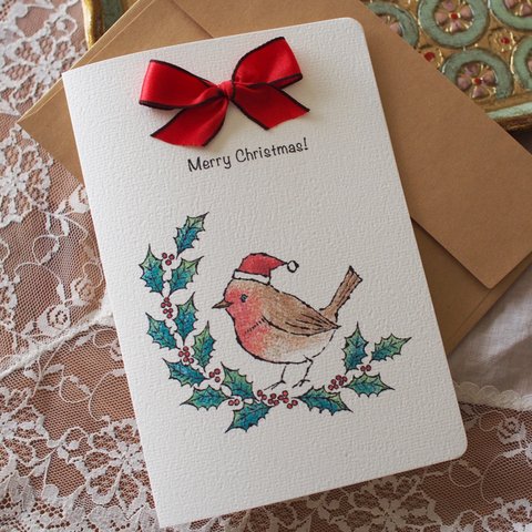 CHRISTMAS CARD -  robin - 