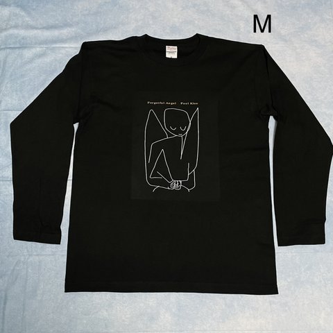 パウルクレー　忘れっぽい天使　ロンT 綿Tシャツ長袖Mサイズ黒 SML XL有り