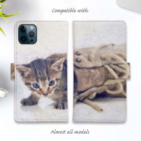 iPhone15/iPhone15Pro/iPhone15Plus/iPhone15ProMax/iPhone14/iPhone14Pro/手帳型ケース 猫 ブーツの中の子猫