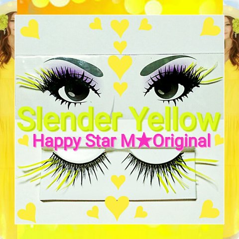 ❤★Slender Yellow★partyまつげ イエロー スリム 羽根★配送無料●即購入不可 