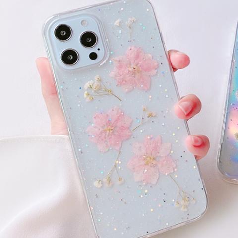 フレッシュな香りが漂う押し花スマホケース  iPhone13 スマホケース