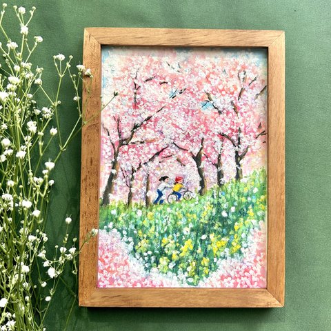 2L判サイズ額入り原画　「桜」