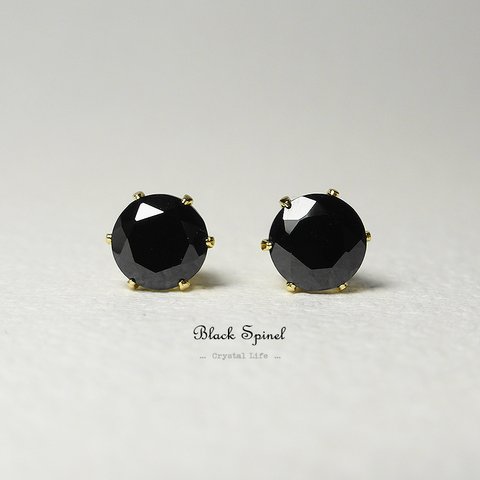 ブラックスピネル・ピアス　5mm（１ペア）