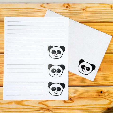 可愛いパンダ　子パンダのミニレターセット　もふもふ　ごろごろ　パンダで遊び心を届ける【活版印刷】