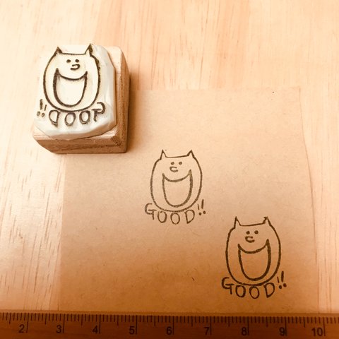 ネコ風 GOOD! 消しゴムはんこ