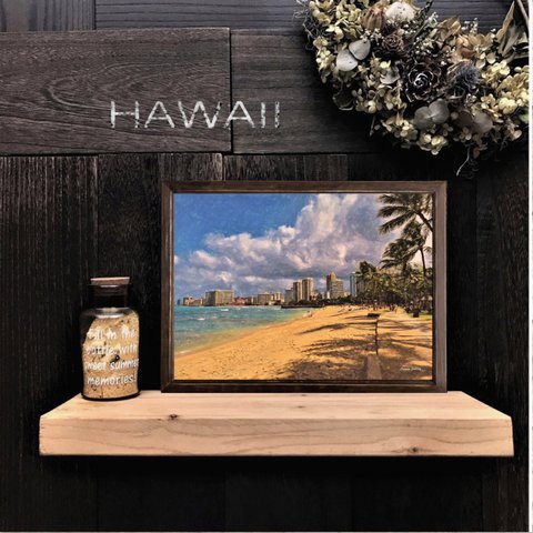 【送料無料】南国の風景☆HAWAII No.453      　フレーム付　A4サイズ