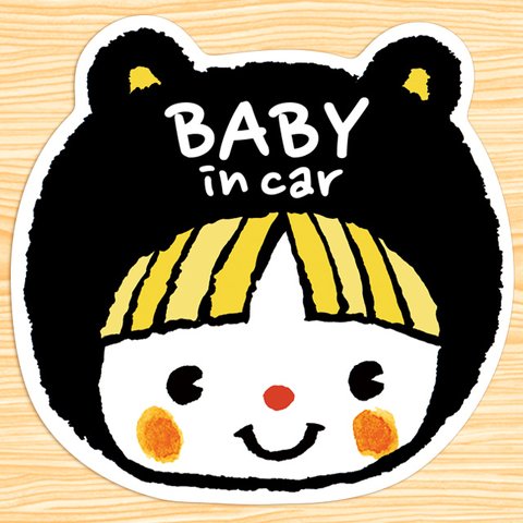 BABY IN CAR マグネットステッカー(黒いくまちゃん）