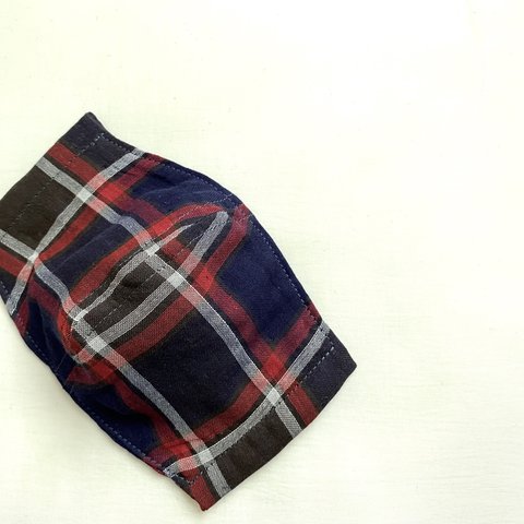 送料込 (再販無し) インナーマスク 立体マスク navy check 子供用