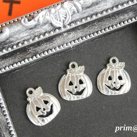 ♡再販♡【シルバー8個セット】 パンプキンチャーム ジャックオーランタン 【ハロウィン】