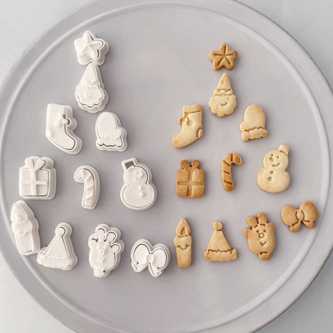 【クリスマス】アイコンミニミニ（2～2.5㎝）選べる3個セット　クッキー型（スタンプ付き）