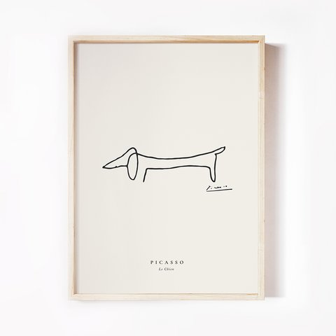 【0070N】アートポスター Pablo Picasso, "Le Chien" Flawless Drawing Art ピカソスケッチ 犬 北欧インテリア