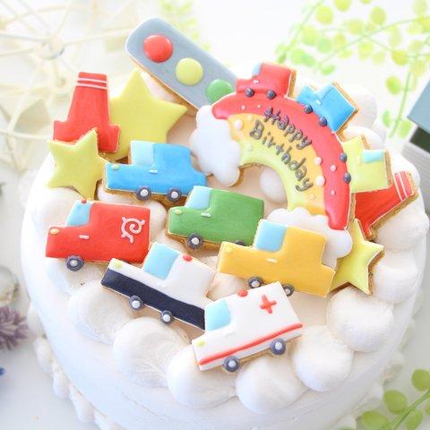 【アイシングクッキー】　車　ミニカー　誕生日　知育　カラフル　働く車