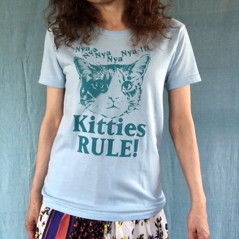 Kitties RULE! スタンダードTシャツ(ライトブルー) Mサイズ