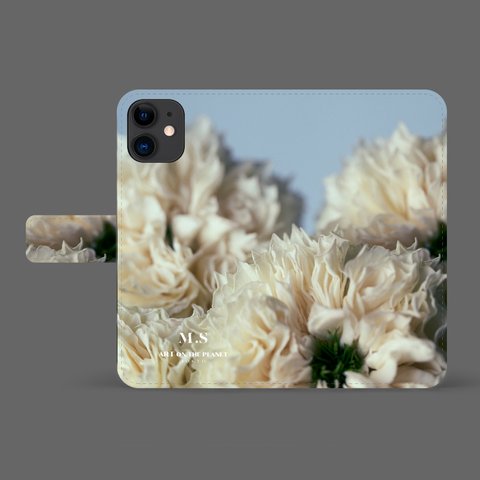 smartphone case FLIP CASE #063 <white flower>