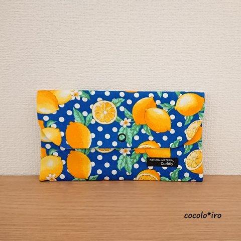 マスクケース ( フタつきタイプ )　　* Lemon × Dot 　col. blue