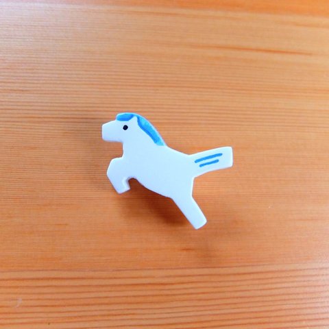 はね馬 ブローチ (ブルー）　Haneuma Brooch(Blue)