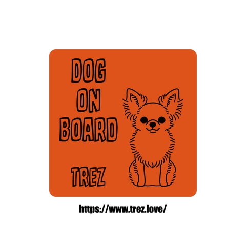 全8色 名前入り DOG ON BOARD ロングコートチワワ ラインアート ステッカー