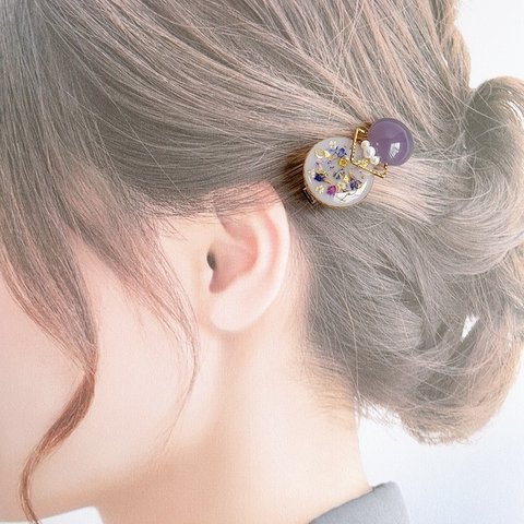 レジンでキラキラ☆ボタニカルなヘアクリップ　サークル