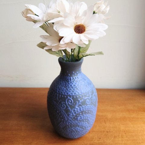花瓶　オリジナル陶器　花器　手描き　マット