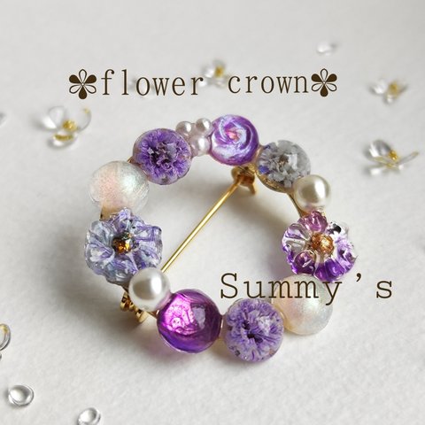 ✾flower crown✾花かんむり（お花のブローチ）ハンドメイドブローチ