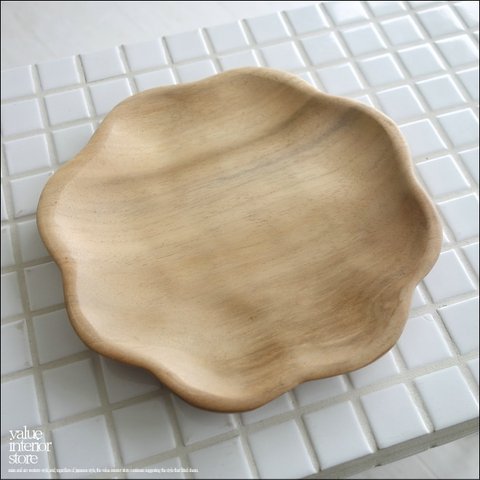 チーク無垢材 取り皿flower 木皿 木のお皿 小皿 ウッドプレート 中皿 ナチュラル 木製食器 木製皿 無垢材食器