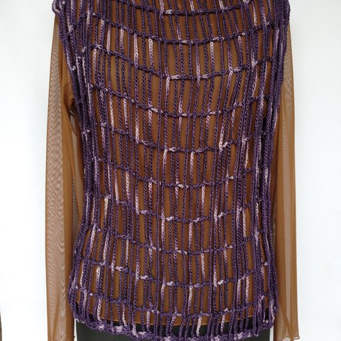 手編みシルク手染 鎖編み Lサイズ【紫】染ノ遊ビ