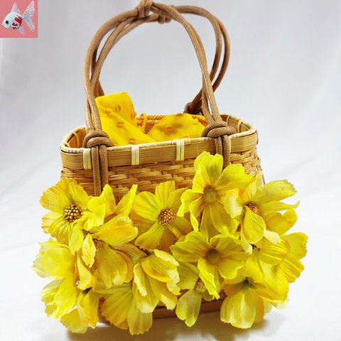 ◆お花のかご巾着バッグ