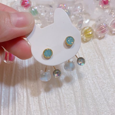 ⑦[再販無し]大人気💕ねこらんぼ🍒🐱ステンレス製ピアス＊(イヤリング加工もできます🍀*゜)