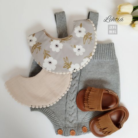 𝐿𝑒ℎ𝑡𝑖𝑎̈ Fleur×oatmeal beige bib スタイ