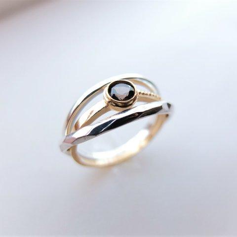 K10yg＆Silver Mix stack ring ~スモーキークォーツ~ 