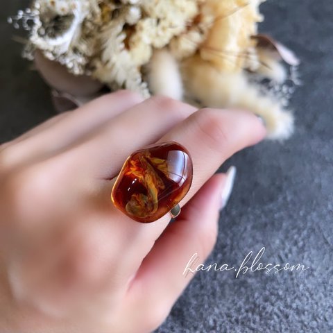 glass wave oval tortoiseshell ring