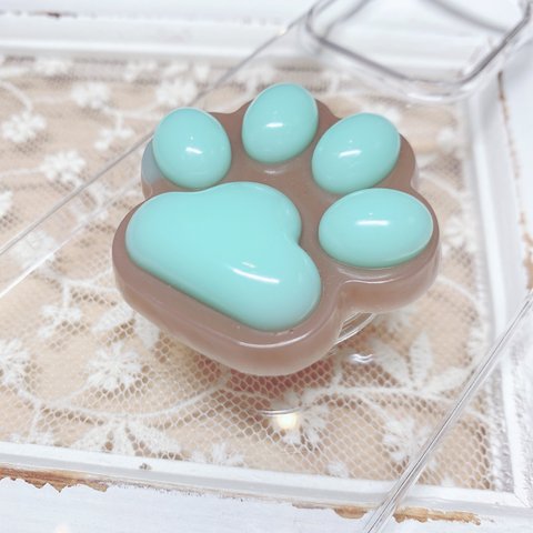 肉球スマホグリップ　チョコミントver.