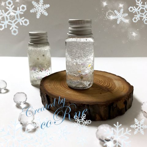 キラキラ 雪降る”Bubble SNOW ☆bottle” スノードーム＊ウサ耳ネコ耳つけられます♪