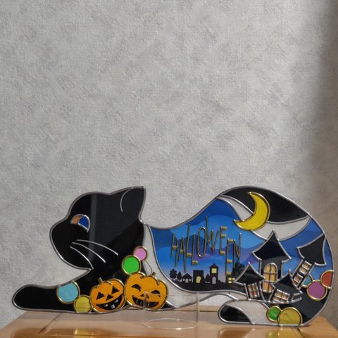 グラスアート ハロウィン 猫