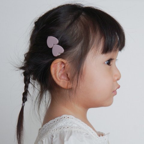 全3色から選べる♡【くすみハートのヘアクリップ】ベビークリップ　ベビーへアクリップ  ベビーヘアピン　赤ちゃんへアクリップ  赤ちゃんへアピン　赤ちゃんクリップ　ベビーヘアアクセ　くすみカラー