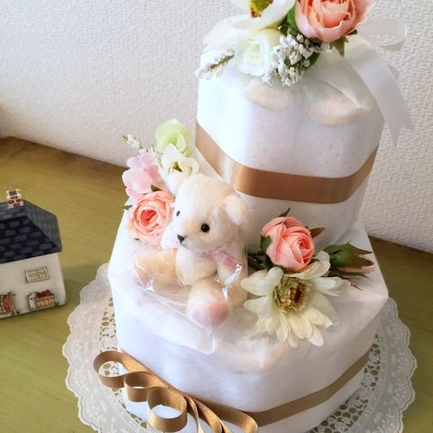 おむつケーキ　　White Angel　出産祝い　結婚祝い　Baby gift