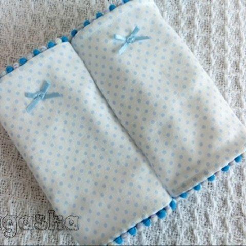 再販！ハンドメイド よだれパッド★水色ピンドット ターコイズリボン エルゴ 肩紐