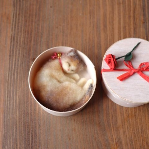 送料400円★和紙バラ◆小箱ねこ　安倍川Φ10cm