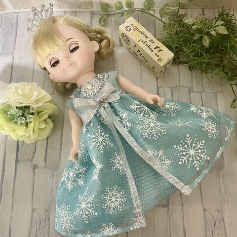 【残りわずか】ソランちゃん♡メルちゃん♡雪の結晶ドレス#266