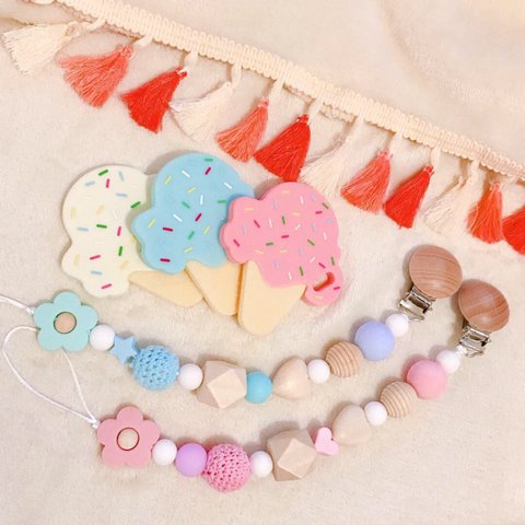 ♡♡アイスクリーム歯固めホルダー♡♡おもちゃホルダー♡♡