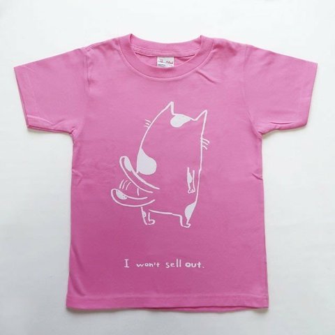 キッズTシャツ「しっぽは振らない」ピンク／グリーン