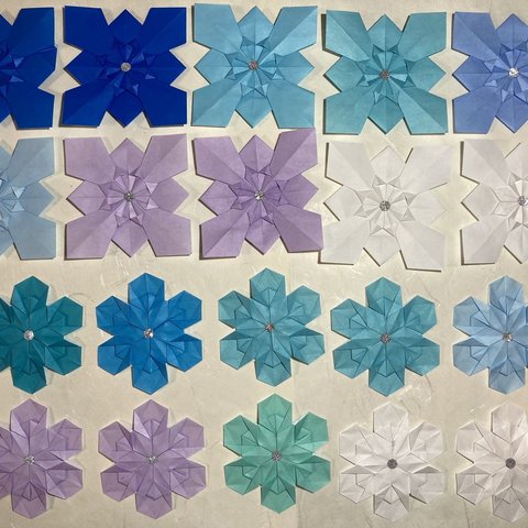 【030】Origami snowflakes 20 pieces 折り紙　雪の結晶　20枚セット（送料無料）