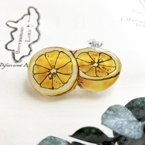 Grapefruit brooch｜グレープフルーツ(レモン)ブローチ〔春夏のフルーツ〕